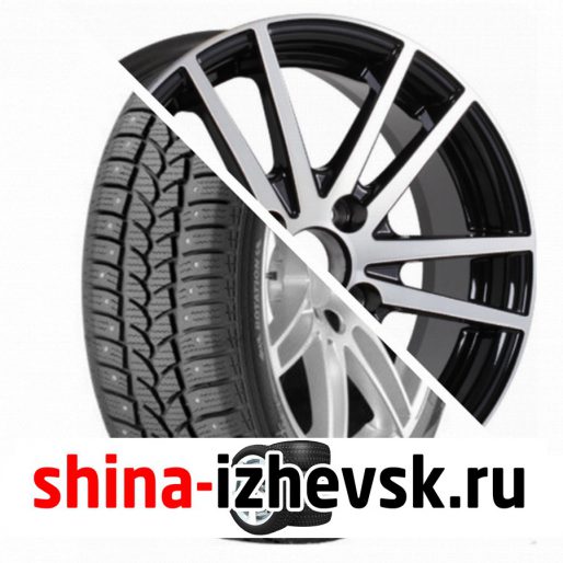 Колесо в сборе Tigar Sigura Stud 185/65 R14 T 86 + Tech Line 435 5.5xR14 4×98 ET35 DIA58.6 Глянцевый черный с полированной лицевой частью в Ижевске